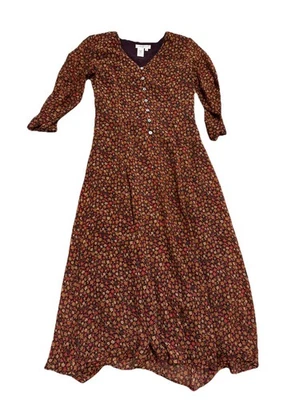 Vtg Coldwater Creek 100% Silk Floral Fall Dress 12 Y2K Midi Lined Cottagecore 6 - Image 1 of 4