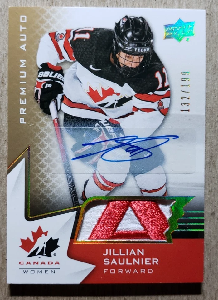 2020 Upper Deck Team Canada Women Jillian Saulnier Game Used Patch Auto /199 - Image 1 of 2