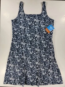 Nuevo con etiquetas Vestido Columbia Para Mujer XL Azul Marino Blanco Estampado Hawaiano PFG Congelador III Elástico - Imagen 1 de 14