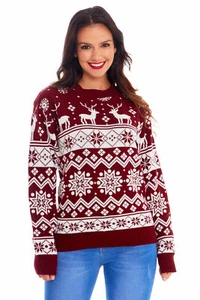 Christmas Men Women Xmas Novelty Merry Nordic Wine Cosy Present Jumper Sweater  - Picture 1 of 4