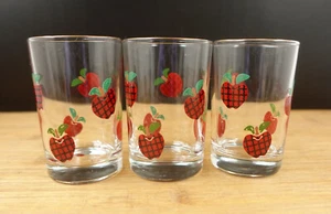 3 Anchor Hocking Plaid Apple Juice Glasses 80s Granny Core - Picture 1 of 5