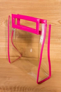 Bolso Vintage De Los 80 En Color Rosa De Plástico Transparente Y Original - Imagen 1 de 4