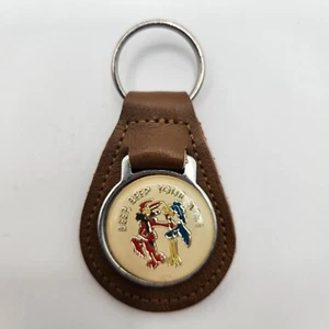 VINTAGE BEEP BEEP ROADRUNNER THEMED KEYCHAIN FOB RETRO CARTOON FUNNY - Foto 1 di 2