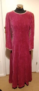 Ladies Pink Velvet Medieval Dress with Braid Trim Reenactment Size S - Picture 1 of 2