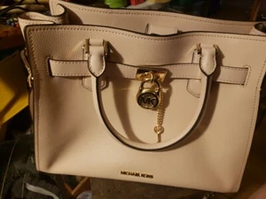 MICHAEL KORS HAMILTON MEDIUM SATCHEL SHOULDER PEBBLED LEATHER BAG POWDER BLUSH - Picture 1 of 24