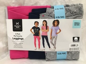 MEMBER’S MARK 3-PACK GIRL’S FAVORITE TAGLESS LEGGINGS Many SZ Unicorn Navy Pink - Picture 1 of 4