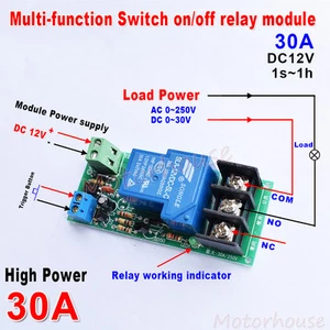 DC 12V Trigger Delay turn off / turn on Switch Timer Relay Module High Power 30A - Picture 1 of 10