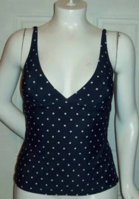 Size Large Merona Blue & white polka dot Tankini Top - Image 1 of 3