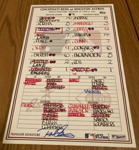 5-31-07 Astros vs. Reds Dugout Lineup Card - Ken Griffey Jr. - MLB Authenticated - Picture 1 of 6