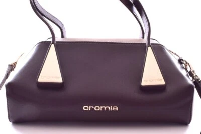 New CROMIA Italian Saffiano Leather Dark Brown/Beige Small Satchel Crossbody Bag - Image 1 of 4