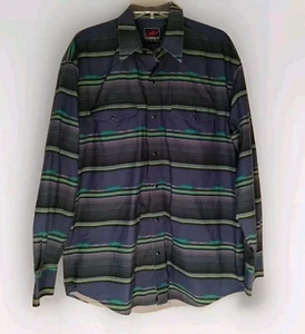 ROPER Aztec All Over Print Blue Teal Pearl Snap Western Cowboy Mens Shirt (L) - Picture 1 of 12