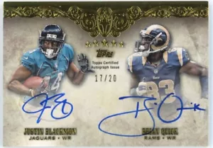 2012 Topps Five Star Dual Autograph Auto Justin Blackmon Brian Quick 17/20 RC - Picture 1 of 2