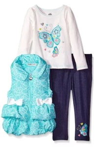 Puffer Vest, Top and Leggings Set Kids Headquarters 3 Piece  Baby Girl 12 Months - Picture 1 of 3