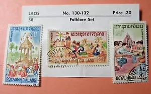 Packet of 3 Laos Folklore Stamps - Picture 1 of 1