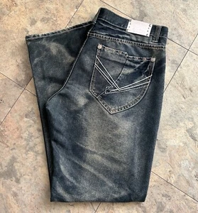 Brooklyn Xpress Men’s Jeans 40 x 33 Distressed Fade Embroidered - Picture 1 of 6