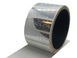 Tamper Evident Holographic Bright Silver Security Label Seal Sticker 2" x 0.75" - Picture 1 of 1