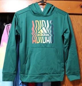 Adidas Originals Logo Hoodie Pullover Green Blue Youth Mediium YM 10/12 - Picture 1 of 5