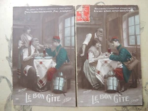 2 Cartes Postales anciennes Patriotiques Le Bon Gite Soldat Poilu WW1  - Bild 1 von 2