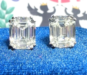 Rare 10 Ct Treated Certified Off White Diamond Solitaire Stud Earring.925 Silver - Picture 1 of 7