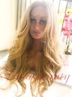 NEW Long Ladies Runway Blonde Curly Wavy  Glamorous Lace Front Wig Layered