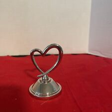 Vintage Small Chrome Finish Heart Place Card Holder- Estate Find