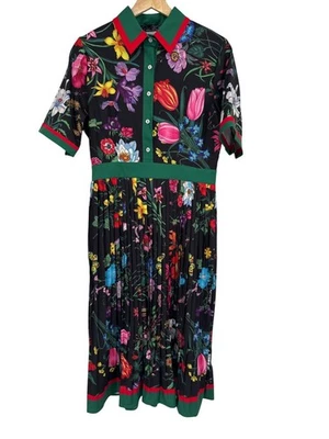 Dalia MacPhee Floral Midi Dress size medium Short Sleeve shirt dress new - Image 1 of 4