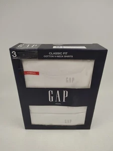 Gap T-Shirts 3er Pack Medium Herren V-Ausschnitt Unterwäsche Weiß Baumwolle Classic Fit Neu - Bild 1 von 5