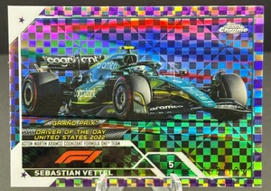 2023 Topps Chrome F1 - Grand Prix DOTD Sebastian Vettel #184 Purple Checker/199 - Imagen 1 de 2