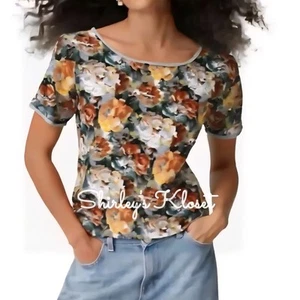 Nordstrom H.I.P. Happening In The Present Mixed Media Antique Floral Boxy Top L - Picture 1 of 12