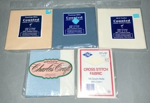 Vtg Lot Cross Stitch Fabric Packs 14 Count 12x18” Aida Flamingo Mills Hopscotch - Picture 1 of 5
