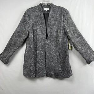 Erin London Jacket Womens Size Small Shimmer Crinkle Metallic Silver Party NEW - Picture 1 of 14