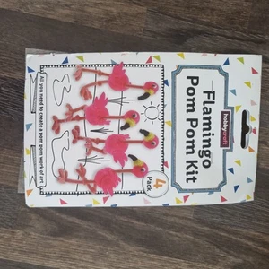 New - Hobbycraft Flamingo Pom Pom kit, 4 pack - Picture 1 of 4
