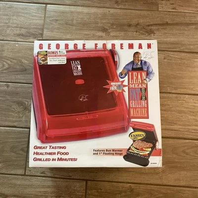Vintage George Foreman Indoor Grill w/Bun Warmer Removable Cover, New Open Box - Image 1 of 4