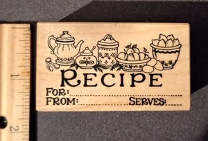 1992 PSX E-246 Recipe Label Wood Mounted Rubber Stamp Art Vintage Collectible - Picture 1 of 3