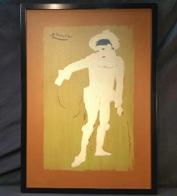 Litografía Picasso vintage Le Petit Pierrot / payaso blanco firmada enmarcada Foto 1 de 4