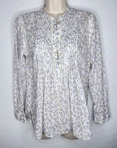 La Vie Rebecca Taylor Floral Pleated Cotton Pintuck Lace Lightweight Blouse Sz S - Picture 1 of 10