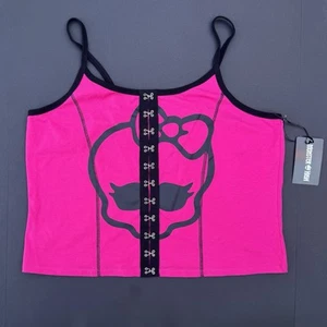 Hot Topic Monster High Skullette Cami Plus Size 2 Hot Pink & Black - Picture 1 of 9