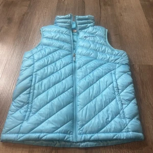 Columbia Omni-Heat blaue Steppweste gefüttert Jugend Mädchen L lila Reißverschlusstaschen gebraucht, in einwandfreiem Zustand - Bild 1 von 8