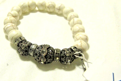 ViVI Jewelry  White Stone Stretch BraceletNWT$30 Black Plate White Stone Clear - Image 1 of 4