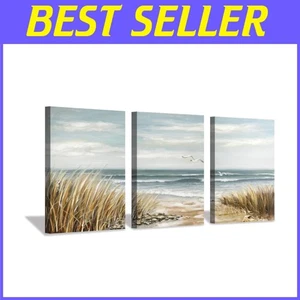 Coastal Beach Wall Art Set: Seascapes Canvas Print 12"x16"x3 - Picture 1 of 9