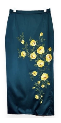 Maxi Falda Dolce & Gabbana Vintage 1998 Forrada Aplique de Seda Pintada a Mano EU 40 Foto 1 de 4