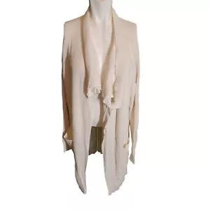 Cárdigan tejido acanalado Guess frente abierto chal cuello túnica suéter marfil beige talla XL - Imagen 1 de 5