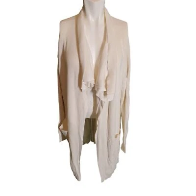 Cárdigan tejido acanalado Guess frente abierto chal cuello túnica suéter marfil beige talla XL Foto 1 de 4