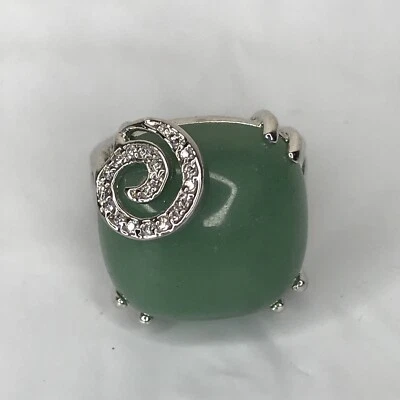 Park Lane "Margarita" Ring Size 8.25 Jade Colored Stone W/Silvertone Swirl - Изображение 1 из 4