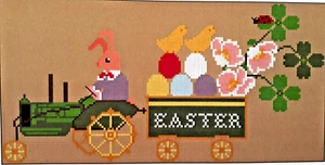 Oh My John Series - Easter - Rabbit on Tractor, Eggs, Chick - Cross Stitch Chart - Picture 1 of 2