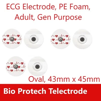 心脏电极,PE 泡沫,成人,椭圆形,43 x 45,应力和孔,50/pch — 第 1/2 张图片