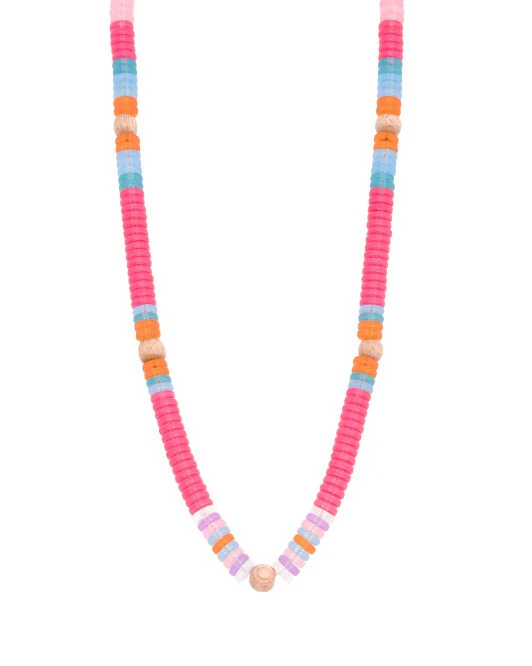 Gargantilla de latón chapado en plata collar DANNIJO resina Heishi y cuentas de madera Foto 1 de 4