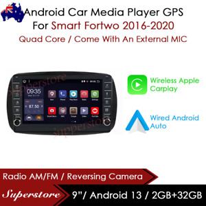 9" CarPlay Auto Android 13 Car Stereo GPS Head Unit For Smart Fortwo 2016-2020