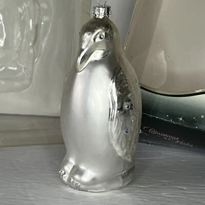 VTG Christmas By Krebs Glass Penguin Ornament Elegant Glass Collection Seamless - Picture 1 of 9