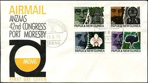1970 Papúa Nueva Guinea ANZAAS Congreso Conjunto de 4 Cubierta de primer día sin dirección, GC - Imagen 1 de 1